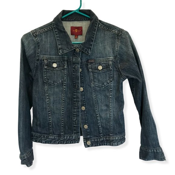 7 For All Mankind Other - 7 For All Mankind Little Girl's Jean Jacket Size 14 Medium Wash Zippered Sleeves